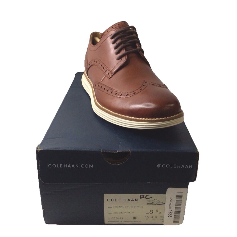 Cole Haan Mens Original Grand Wing Oxfords Brown White Size 8.5 M New Dress Shoe